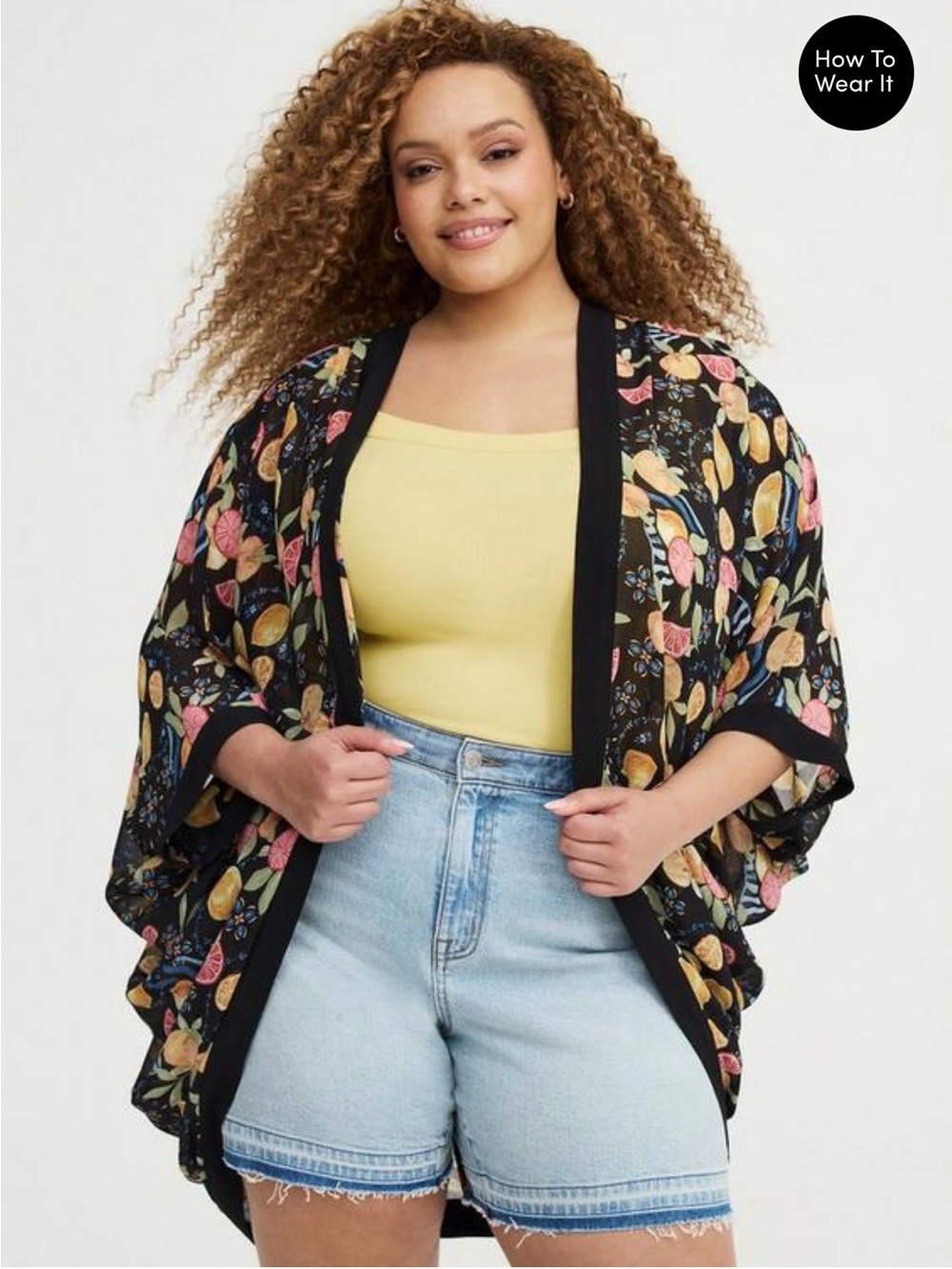 Torrid Floral Black Open-Front Women's Kimono